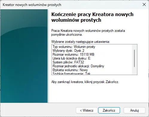 Kończenie pracy kreatora